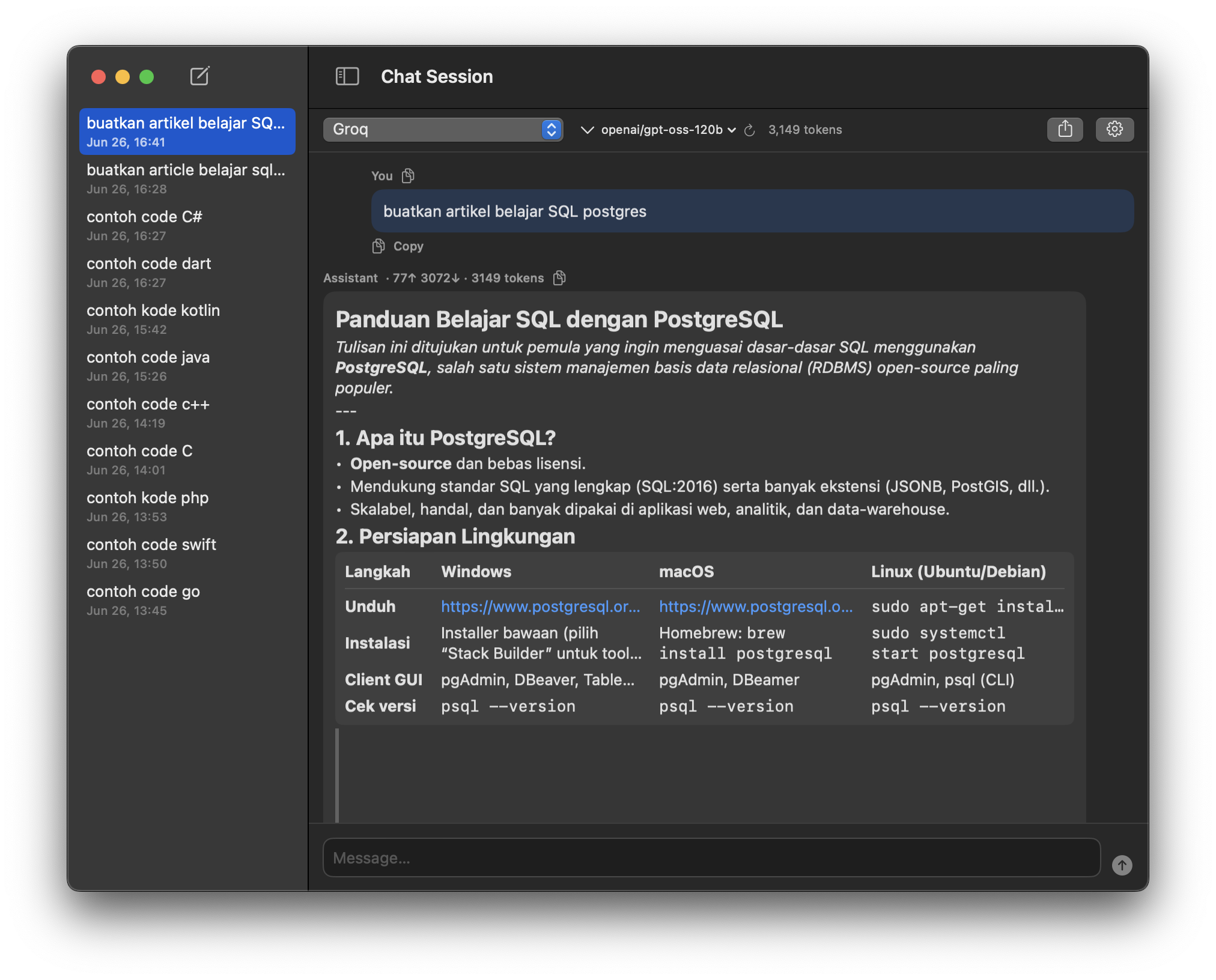 Chat Session - Provider Config